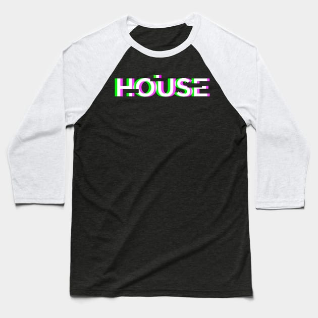 Retro Glitch House Music | EDM Rave Baseball T-Shirt by MeatMan